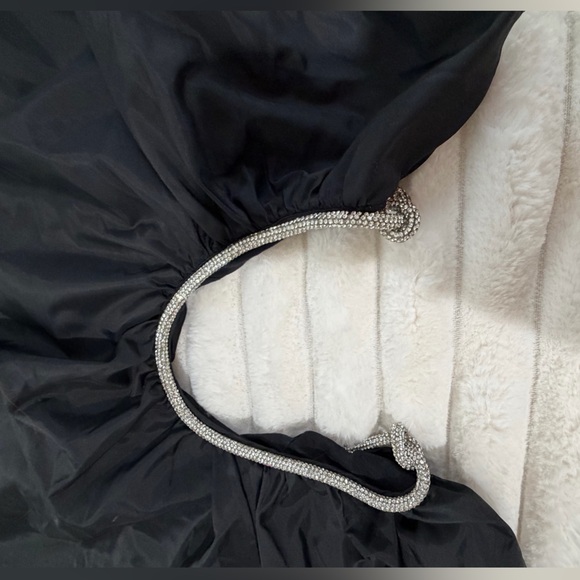 STAUD Black One-Shoulder Evening Gown with Rhinestone Halter - Picture 6 of 8